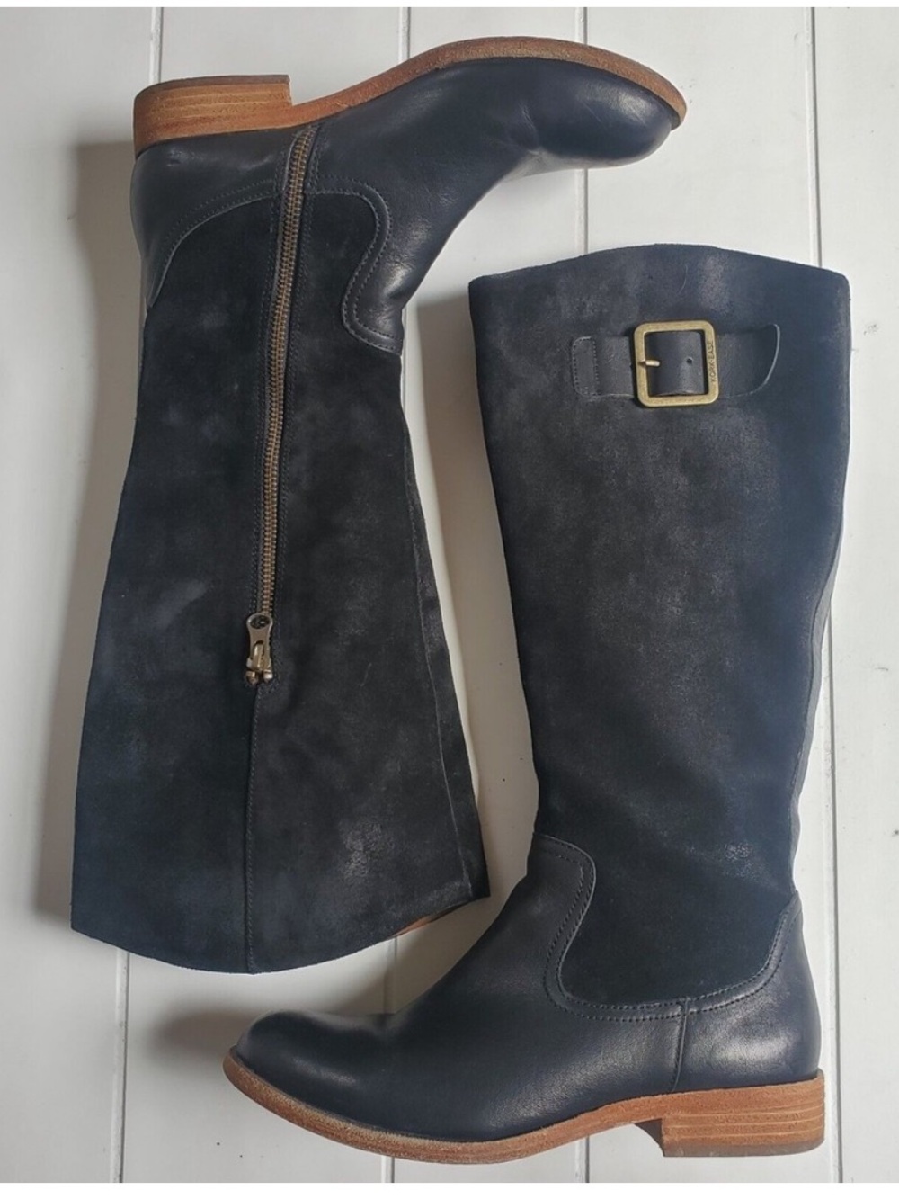 Kork-Ease Black Leather & Suede Tall Riding Boots